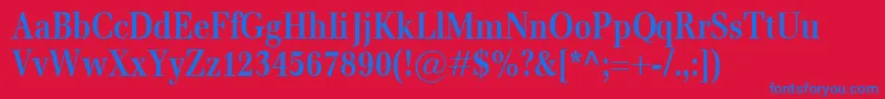 EmonaCondBold-Schriftart – Blaue Schriften auf rotem Hintergrund