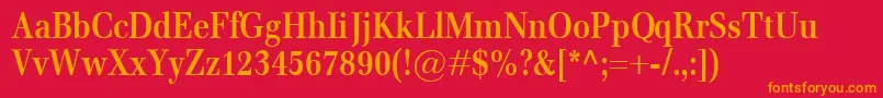 フォントEmonaCondBold – 赤い背景にオレンジの文字