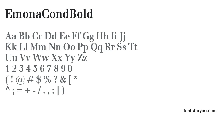 characters of emonacondbold font, letter of emonacondbold font, alphabet of  emonacondbold font