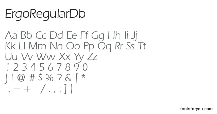 characters of ergoregulardb font, letter of ergoregulardb font, alphabet of  ergoregulardb font