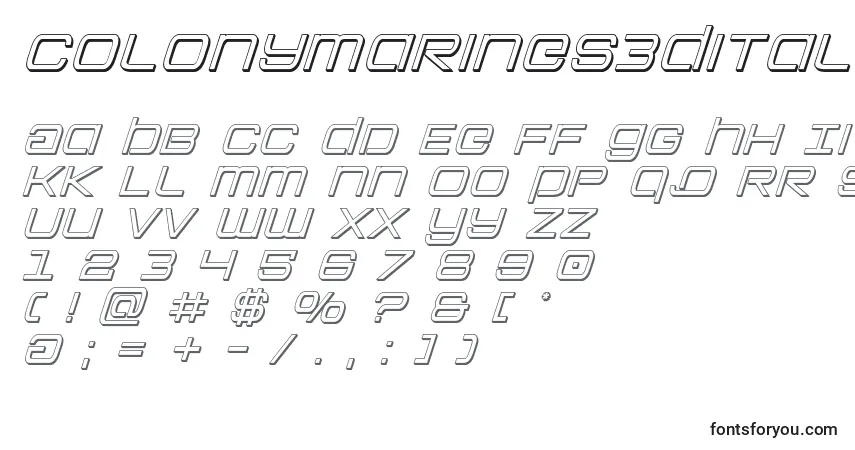 characters of colonymarines3dital font, letter of colonymarines3dital font, alphabet of  colonymarines3dital font