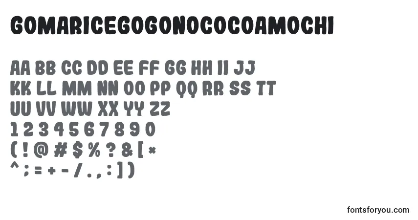 Czcionka GomariceGogonoCocoaMochi – alfabet, cyfry, specjalne znaki