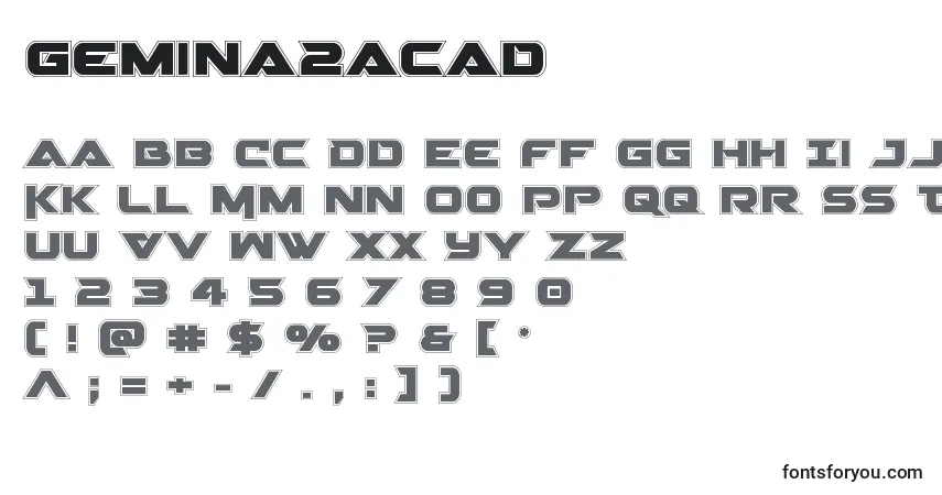 A fonte Gemina2acad – alfabeto, números, caracteres especiais