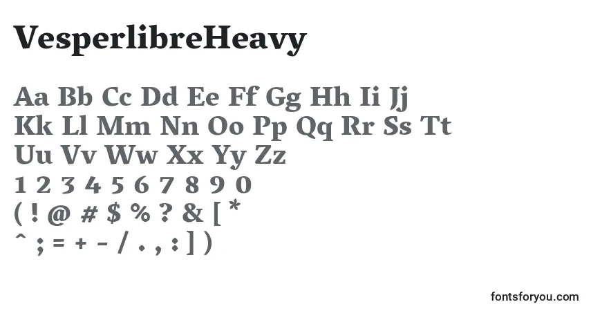 Schriftart VesperlibreHeavy – Alphabet, Zahlen, spezielle Symbole