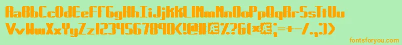 フォントForcible – オレンジの文字が緑の背景にあります。