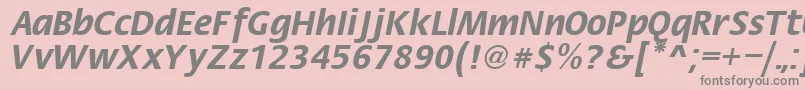 FiestaRegular-fontti – harmaat kirjasimet vaaleanpunaisella taustalla