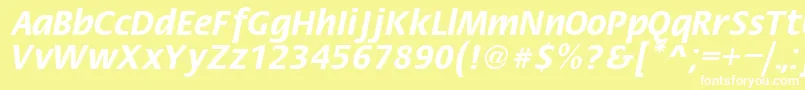 FiestaRegular-fontti – valkoiset fontit keltaisella taustalla