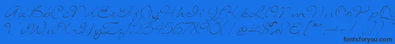 SignaritaLouisseThin-Schriftart – Schwarze Schriften auf blauem Hintergrund