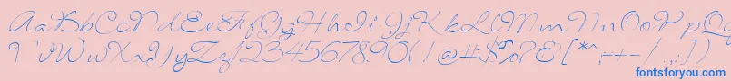 SignaritaLouisseThin-Schriftart – Blaue Schriften auf rosa Hintergrund