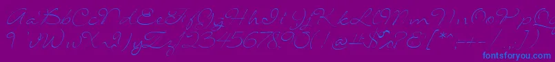 フォントSignaritaLouisseThin – 紫色の背景に青い文字