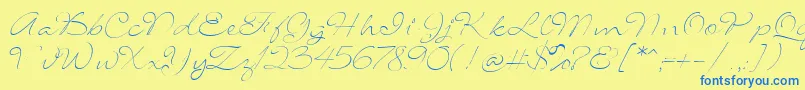 SignaritaLouisseThin-Schriftart – Blaue Schriften auf gelbem Hintergrund