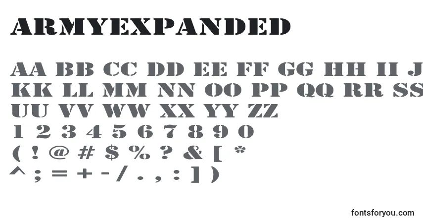 ArmyExpanded Font – alphabet, numbers, special characters
