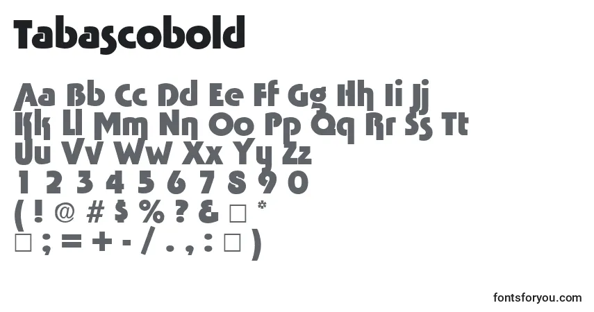 Tabascobold-fontti – aakkoset, numerot, erikoismerkit