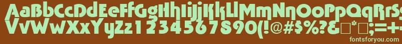 フォントTabascobold – 緑色の文字が茶色の背景にあります。