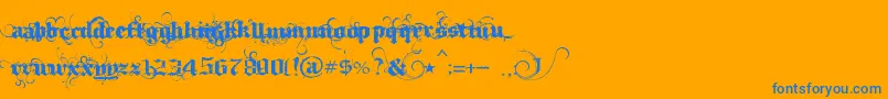 IthornР№t-Schriftart – Blaue Schriften auf orangefarbenem Hintergrund