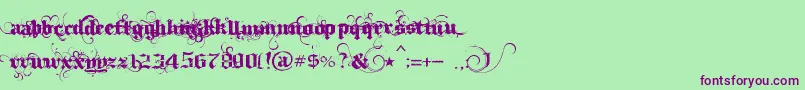 IthornР№t-Schriftart – Violette Schriften auf grünem Hintergrund