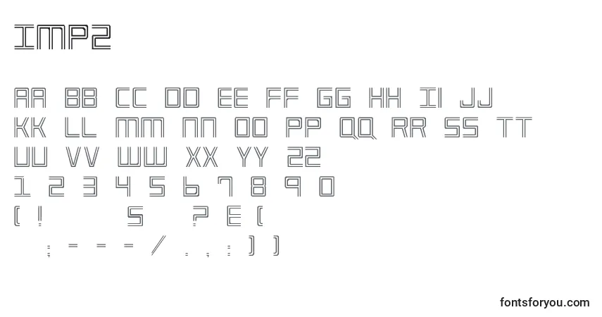 Fuente Imp2 - alfabeto, números, caracteres especiales