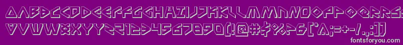 Terrafirma3D-Schriftart – Grüne Schriften auf violettem Hintergrund