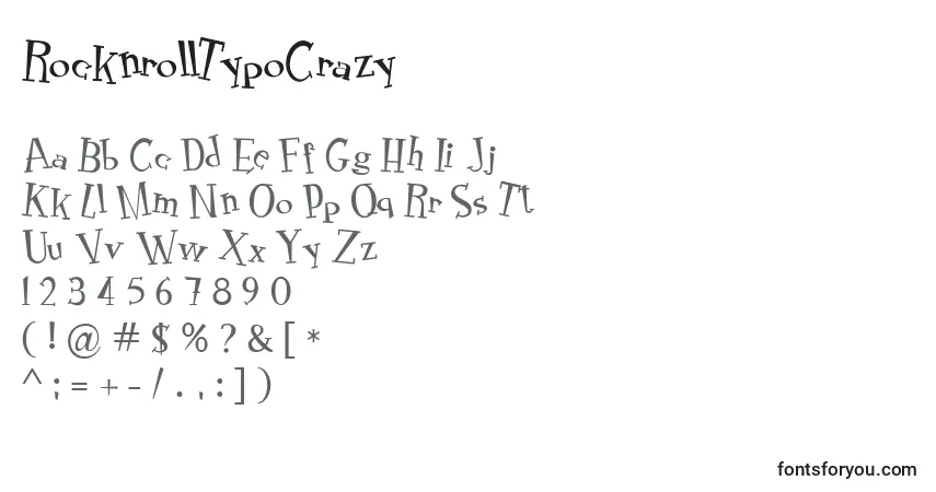 Шрифт RocknrollTypoCrazy – алфавит, цифры, специальные символы