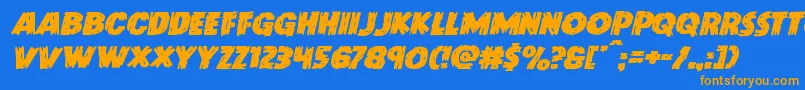 Doktermonstroexpandital Font – Orange Fonts on Blue Background