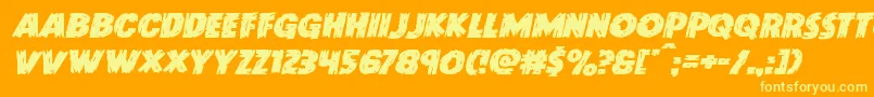 Doktermonstroexpandital-Schriftart – Gelbe Schriften auf orangefarbenem Hintergrund