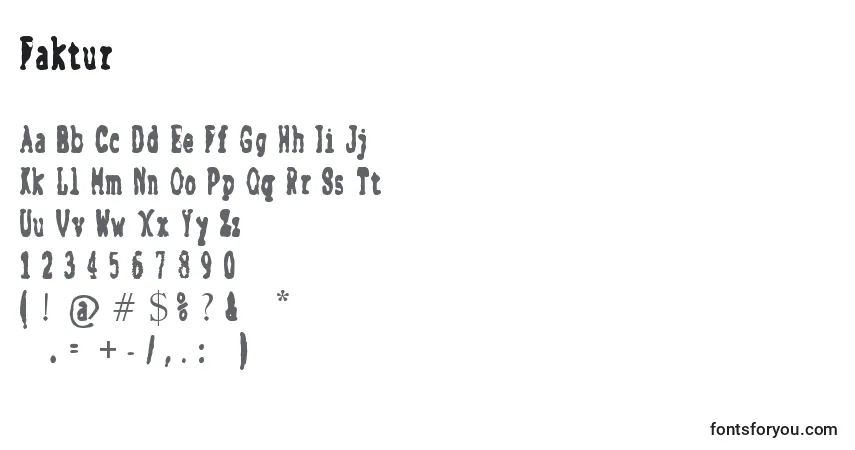 A fonte Faktur – alfabeto, números, caracteres especiais