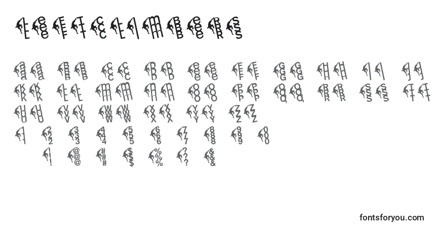 Schriftart Leftclimbers – Alphabet, Zahlen, spezielle Symbole