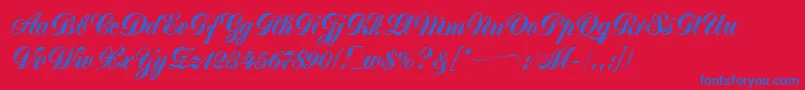 GreytonScriptLetPlain.1.0 Font – Blue Fonts on Red Background