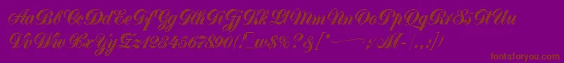 Fonte GreytonScriptLetPlain.1.0 – fontes marrons em um fundo roxo