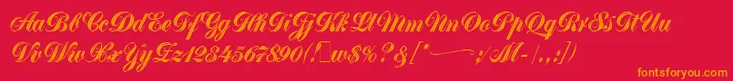 GreytonScriptLetPlain.1.0 Font – Orange Fonts on Red Background