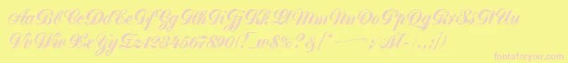 GreytonScriptLetPlain.1.0-Schriftart – Rosa Schriften auf gelbem Hintergrund