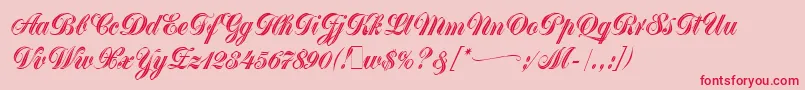 GreytonScriptLetPlain.1.0 Font – Red Fonts on Pink Background