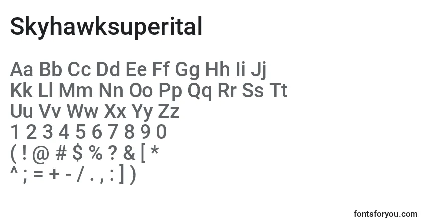 Schriftart Skyhawksuperital – Alphabet, Zahlen, spezielle Symbole