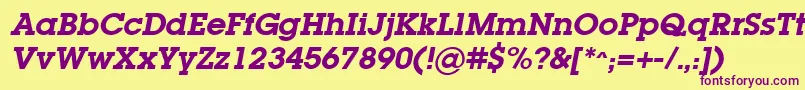 LugabookSemiboldOblique Font – Purple Fonts on Yellow Background