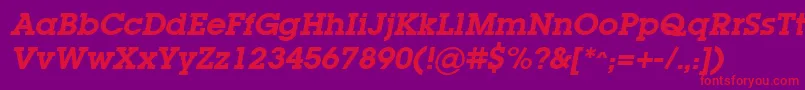 LugabookSemiboldOblique Font – Red Fonts on Purple Background