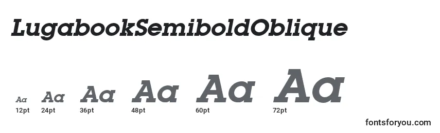 Размеры шрифта LugabookSemiboldOblique