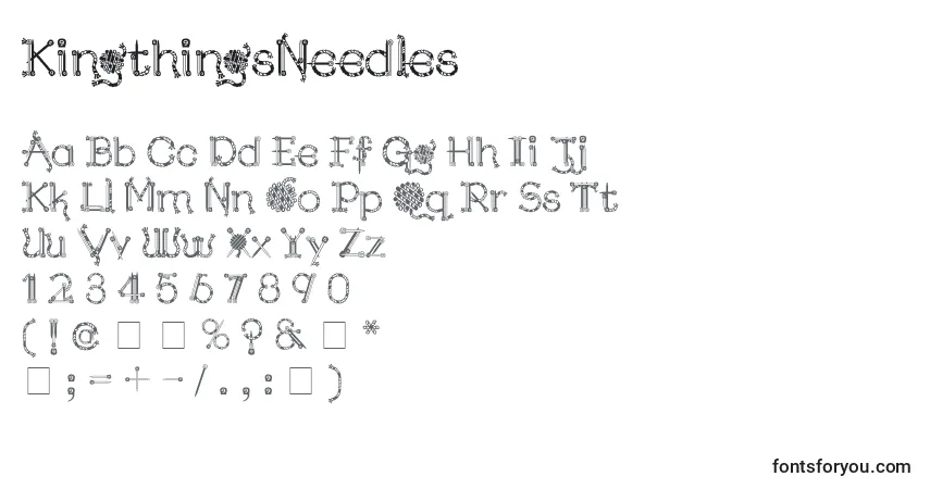 Schriftart KingthingsNeedles – Alphabet, Zahlen, spezielle Symbole