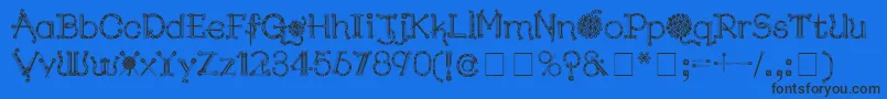 KingthingsNeedles Font – Black Fonts on Blue Background