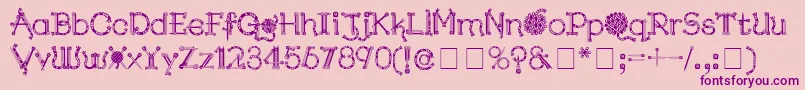 KingthingsNeedles-Schriftart – Violette Schriften auf rosa Hintergrund