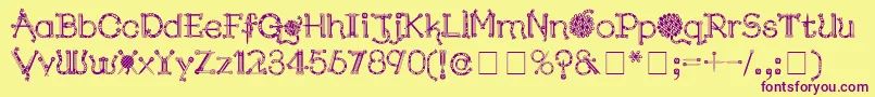 KingthingsNeedles Font – Purple Fonts on Yellow Background
