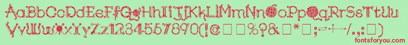 KingthingsNeedles Font – Red Fonts on Green Background