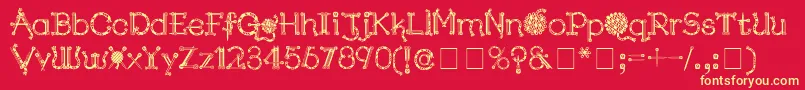 KingthingsNeedles Font – Yellow Fonts on Red Background