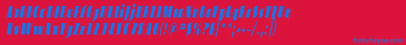 AvondaleCondItalic Font – Blue Fonts on Red Background