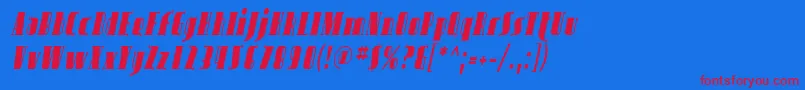 AvondaleCondItalic Font – Red Fonts on Blue Background