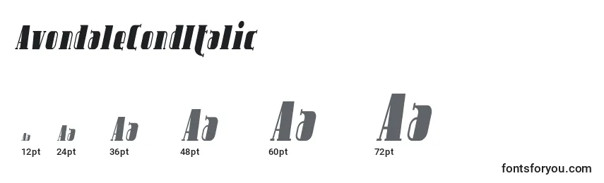 AvondaleCondItalic Font Sizes