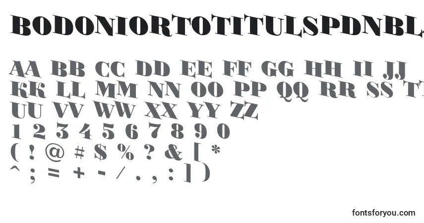 BodoniortotitulspdnBlack-fontti – aakkoset, numerot, erikoismerkit