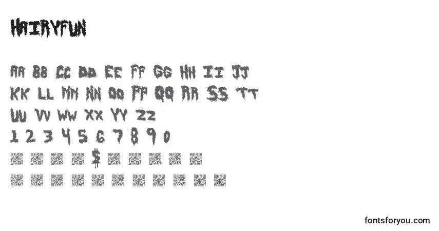 A fonte Hairyfun – alfabeto, números, caracteres especiais