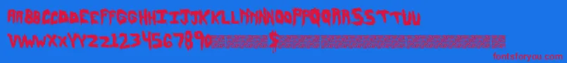 Hairyfun Font – Red Fonts on Blue Background