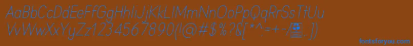 AprikasLightItalicDemo-Schriftart – Blaue Schriften auf braunem Hintergrund