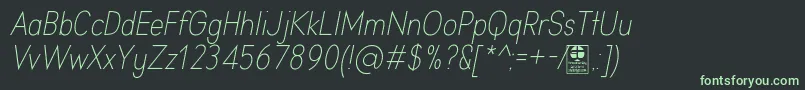Шрифт AprikasLightItalicDemo – зелёные шрифты на чёрном фоне